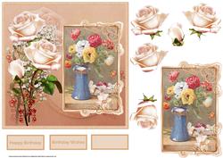 Vase of Roses Card with Decoupage