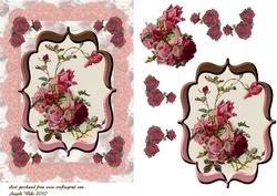 Roses in Bloom in a Scallop Frame