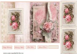 Picture Vintage Rose Fold Back Card with Toppers