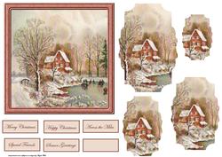 Frozen Lake Vintage Card with Shaped Layers