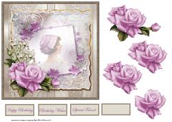 Mauve Rose Vintage Beauty Card with Decoupage