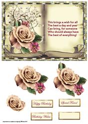 Pink Rose Book Topper with Decoupage