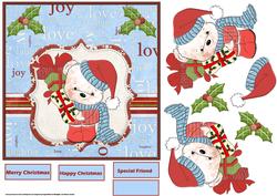 Teds Christmas Card with Decoupage