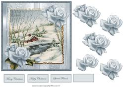 Cabin by the River Card with Decoupage