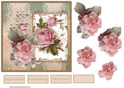 Pink Rose Card with Decoupage