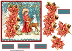 Holy Night with Girl and Baby Reindeer