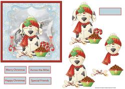 Puppy's Christmas Card with Decoupage
