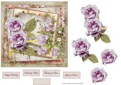 Mauve Rose Card with Decoupage