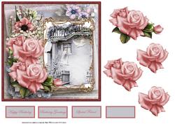 Roses and Doves Card with Decoupage