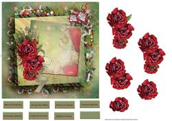 Red Rose and Holly Berries with Decoupage