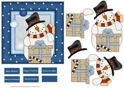 Snowmans Present at Christmas Card