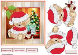 Boozy Christmas Bear Card with Decoupage