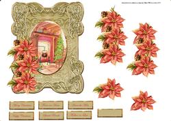 A Cosy Fire at Christmas Card in Ornate Frame