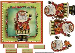 Santa Giving a Wave Card with Decoupage