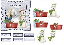 Christmas Bears Fun Card with Decoupage
