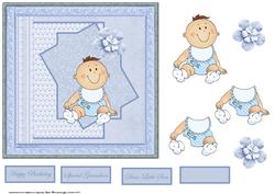 Baby Boy Birthday 7x7 Card with Decoupage