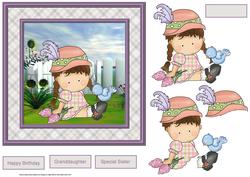 Agnus and the Blue Bird Card with Decoupage