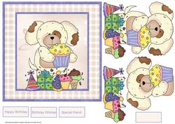 Party Bear Card with Decoupage