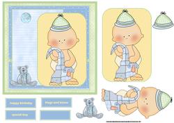 Special Birthday Boy with His Teddy Bear 6x6 Card