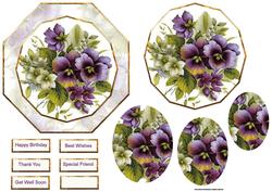 Purple Flowers Card with Topper and Stackers