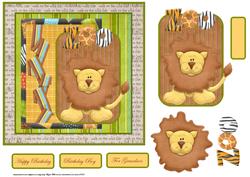 Zoo Lion Card with Decoupage