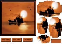 Sunset at Sea Card, with Shaped Layers