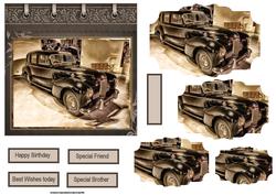 Vintage Car Card with Shaped Layers