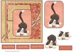 Playful Cat Card with Decoupage