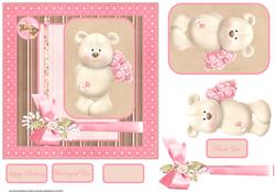 Flowers from a Bear Card with Decoupage