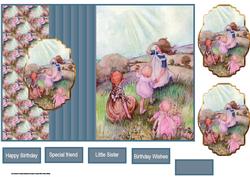 Children at Play Fold Back Card with Toppers