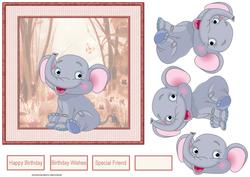 Happy Elephant Card with Decoupage