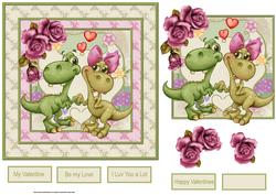 Jurasic Love Card with Decoupage