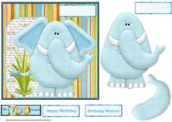 Zoo Elephant Card with Large Decoupage