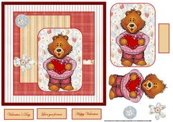 Bear with a Big Heart Card with Decoupage