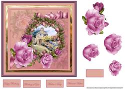 Dovecote and Roses Card with Decoupage