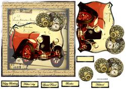 Car of Vintage Years Card with Decoupage