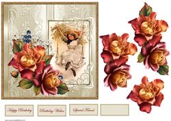 Late Summer Rose Card with Decoupage