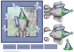 Party Elephant Card with Decoupage