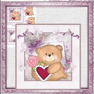 Teddy Bear Rose and Heart Mini Kit