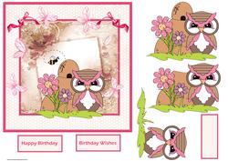 The Owl and the Bee Card with Decoupage