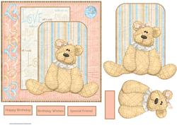 Baby Girl Bear Card and Decoupage