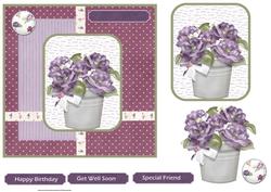 Purple Flower Pot Plant Card and Decoupage