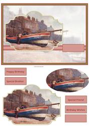 Whitby Fishing Boat Card with a Topper