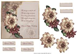 Dahlias Floral Card with Verse and Decoupage