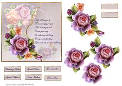 English Rose Bracket Card with Verse and Decoupage