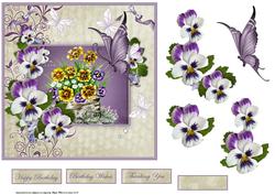 Pansy and Butterfly Card with Decoupage