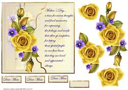Yellow Roses for Mother Card with Decoupage