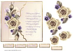 Rose and Viola Card with Decoupage