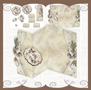 White Rose Scallop Fold Back Card Mini Kit