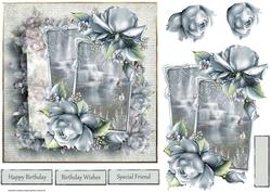 Waterfalls and Blue Rose Card with Decoupage